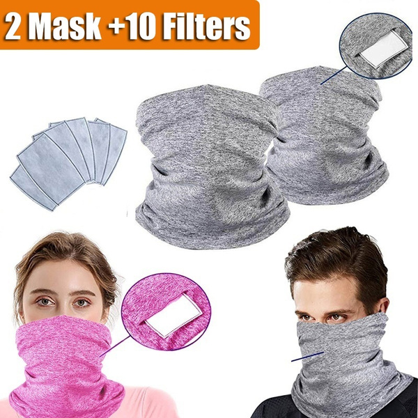 Scarf Bandanas Neck Gaiter with Safety Carbon Filters Multi-purpose Face Cover 