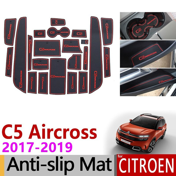 Anti-Slip Gate Slot Mat Rubber Cup Coaster for Citroen C5 Aircross 2017  2018 2019 C5-Aircross Accessories Stickers