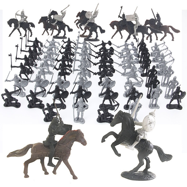 28PCS Soldier Model Medieval Knights Warriors Horses Playset Toy Culture New 