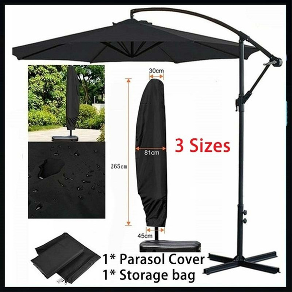 Outdoor Parasol Cover with Zipper and Storage Bag Patio Umbrella Cover for 7ft to 11ft Umbrella Beige Patio Garden Protective Cover 200G Polyester Fabric 