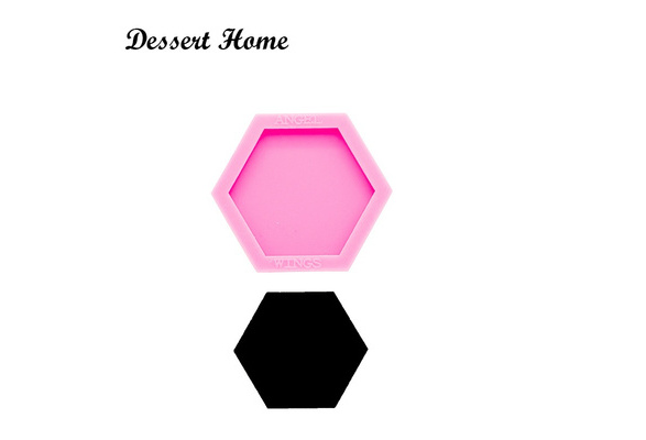 Hexagon 6 Side Sided Shape Shiny Pink Silicone Mold for Phone Grip Grippy Cell Phone Socket Badge Reel Pet Tag for Glitter Resin Epoxy Craft