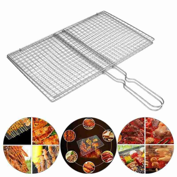 1X Stylish Stainless Steel Mesh Folder Grill  Accessories Barbecue Tools Durable 