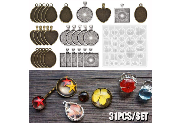 31pcs Resin Jewelry Molds, Jewelry Casting Molds, Pendant Trays