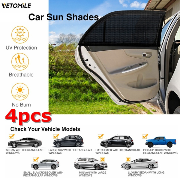 4 Pack Car Side Window Sun Shade ,Universal Sun Shade for Car Window,Breathable Mesh Sun Shield Protect Baby Pet from Sun & Harmful UV Rays,Large Size-for Most of Vehicle