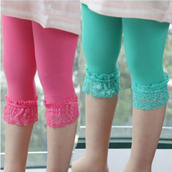 Pants Leggings Capri Summer Modal Lace Children Girls Stitching