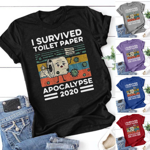 KangCat I Survvediihe Great Toilet Paper Printed T-Shirt Toilet Paper Apocalypse Crisis Funny T-Shirt for Men Women Top 