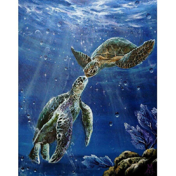 5D Diamond Painting Full Round Sea Turtle Picture of Rhinestones Embroidery  Cross Stitch