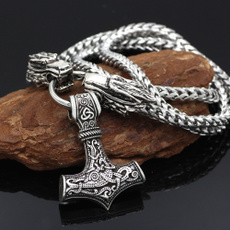 viking, Head, necklaces for men, Chain