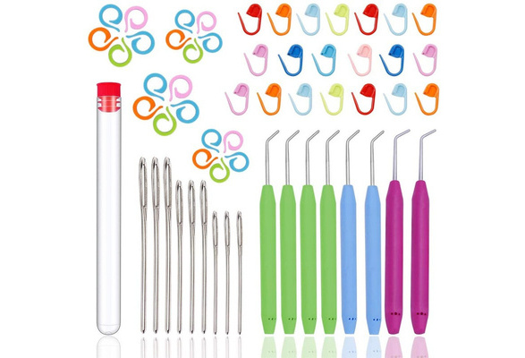 9/20/57pcs Knitting Loom Hook Needle Crochet Hook Set with Knitting  Stitching Markers For Knifty Knitter