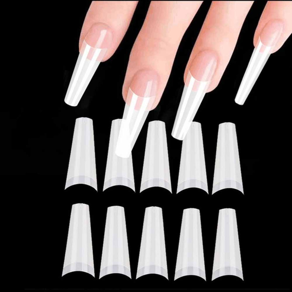 100pcs Bag Clear White Acrylic Diy Uv Gel Coffin Fake Nails Half Cover False Nails Nail Art Tips Manicure Wish