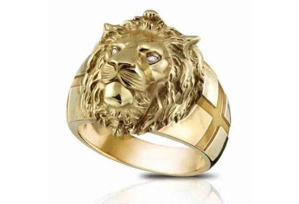 Golden Lion Head Ring Metal Cool Boy Band Party Lion Head Rings For Men Gold  Personality Domineering Men's Ring Hip Hop Jewelry - Rings - AliExpress