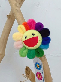 Newest Hot Flower Takashi Murakami Kiki Kaikai Brooch Rainbow Sunflower Pin Badge Strap Plush Cute Toys Wish