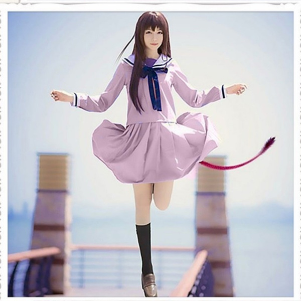 Hot Noragami Iki Hiyori Purple Cosplay Costume Sailor Uniform Sailor Suit Newes