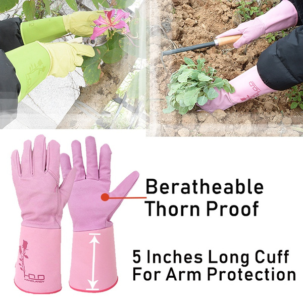 Handlandy Rose Pruning Gloves With Long Forearm Protection For Men Women Breathable Pigskin Gardening Gloves Puncture Proof Durable Garden Gloves Suitable For Thorny Bushes Best Gifts Tools For Farmer