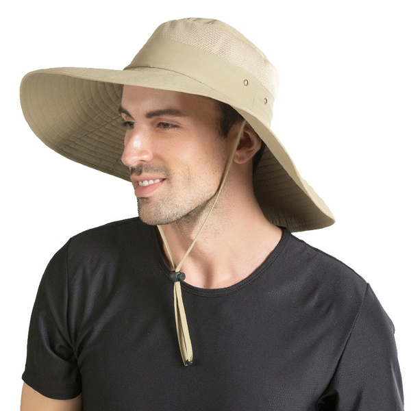 15cm oversized wide-brimmed hat summer hat UPF50 sun hat men's outdoor  waterproof hiking fishing fishing breathable hat