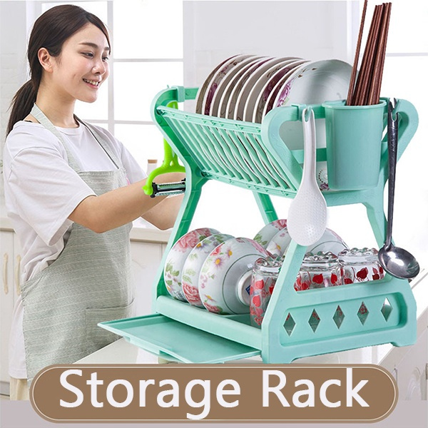 Kitchen Storage Rack Multifunctional Dish Drain Rack Kitchen Utensil Holder  Plastic Dish Drainer