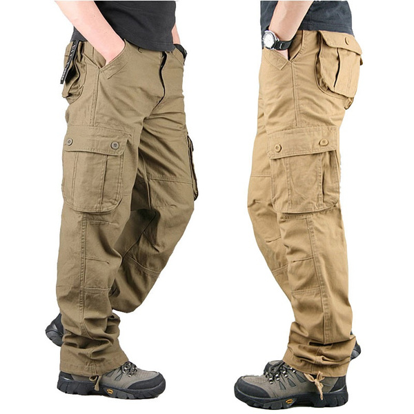 Men's Cargo Pants Casual Multi Pockets Mens Military Pants Male Long  Trousers | eBay