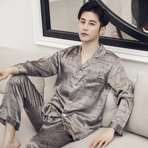 Man Pajamas Suit Long Sleeve Fashion Sleepwear Comfortable