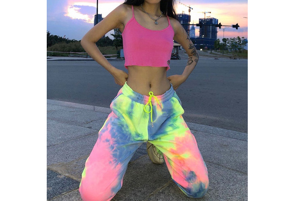 neon tie dye joggers