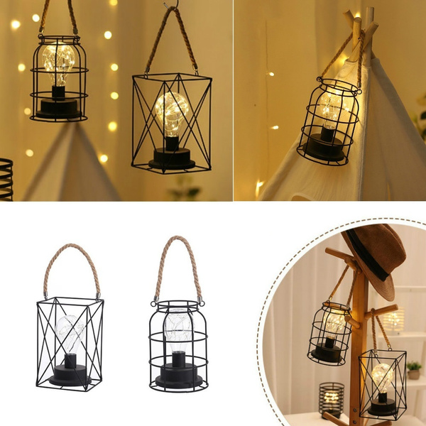 Simple Wind Iron Lantern Led Bar Restaurant Study Corridor Decoration Night Light Wish