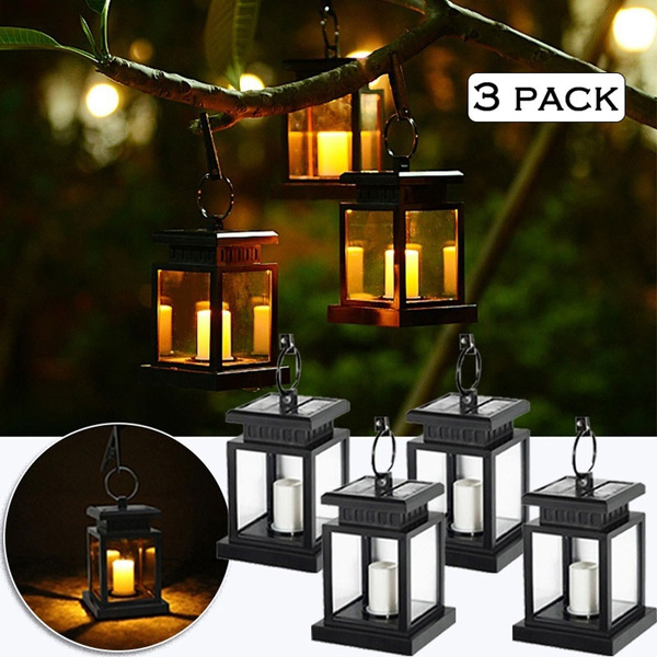 1 3 Pack Patio Umbrella Lights Outdoor Waterproof Led Candle Lantern Decorated On Umbrella Tree Shepherd S Hooks Retro Vintage Solar Lamp Wish