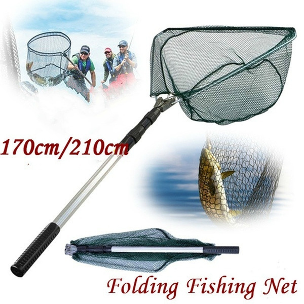 1PCS 150cm 170cm 210cm Folding Fishing Net Telescopic Fishing Net Scoop Net  Fishing Tools