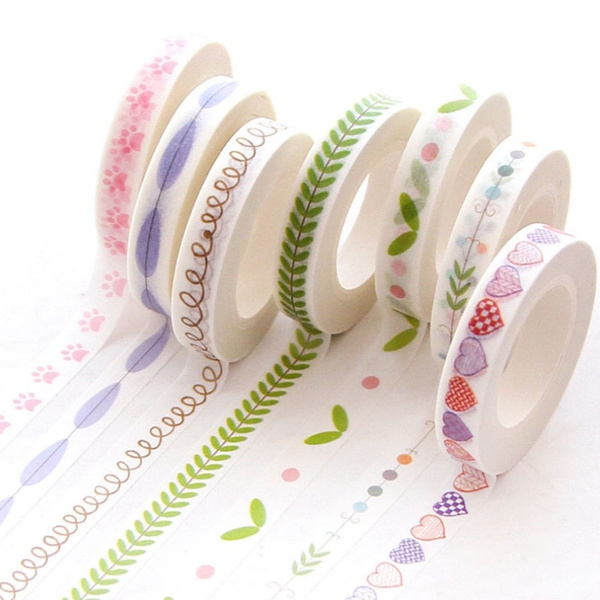 0.7cm*10m Narrow Leaves thin border washi tape diy decoration for  scrapbooking masking tape adhesive tape