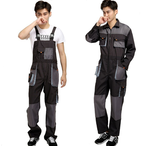 Bib overalls men work coveralls protective repairman strap jumpsuits pants  working uniforms plus size coverall