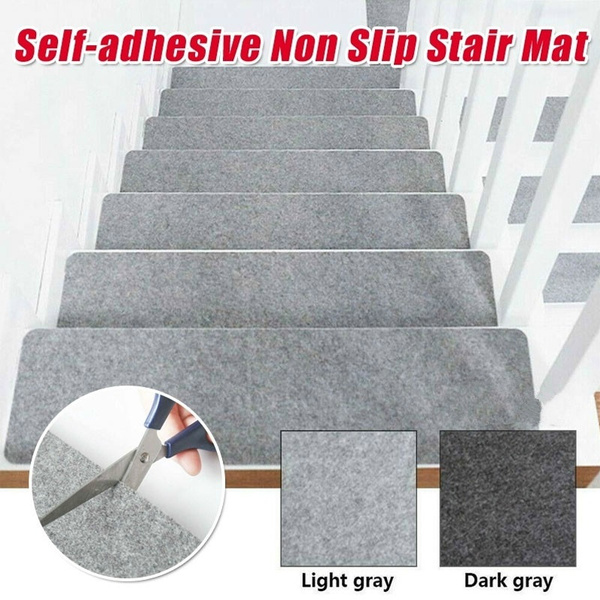 Self Adhesive Stair Tread Carpet Mats, Washable Stair Tread Rugs