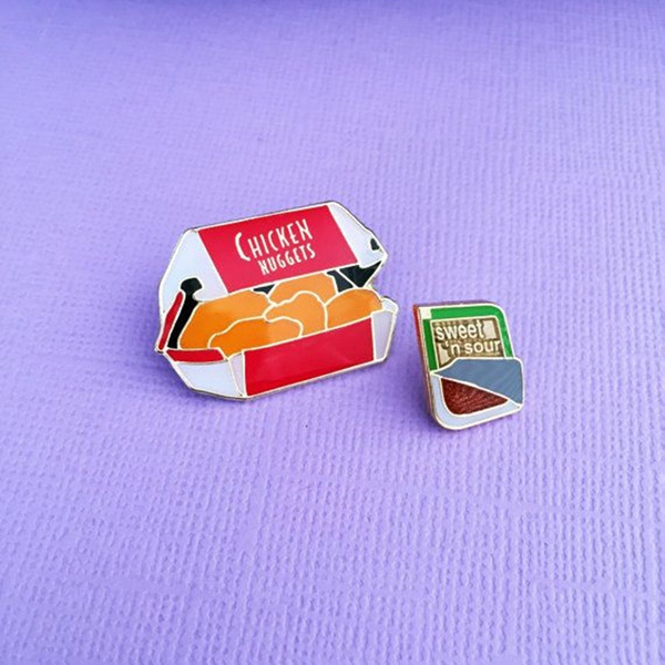 Chicken Nugget Enamel Pin Funny Snack To-go Box Fast Food Jewelry Brooches