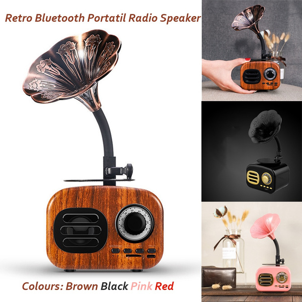 Retro Altavoz Radio Bluetooth Portatil Speaker Portable Mini Wireless  Gramophone Speaker Support TF Card FM Radio Vintage Radio