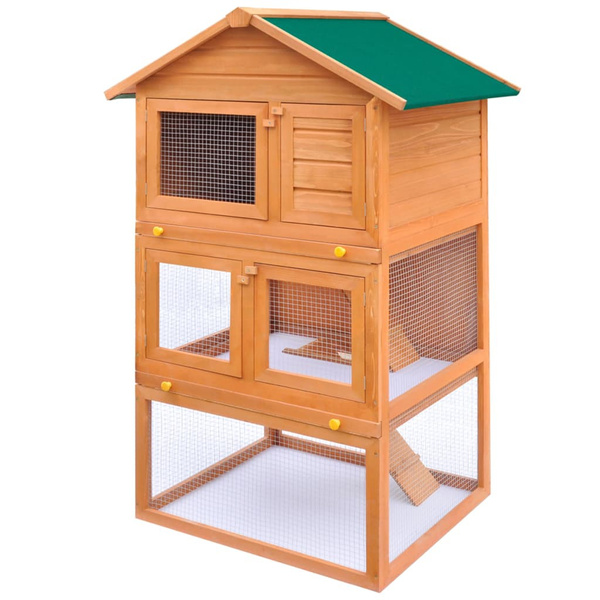 Outdoor Rabbit Hutch Small Animal House Pet Cage 3 Layers Wood ...