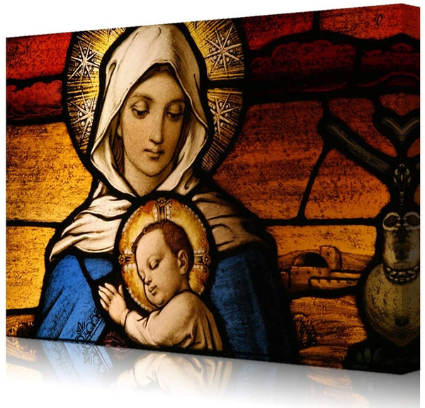 Famous Painting Vingin Mary and Baby Jesus Sleepping Canvas Wall Art ...