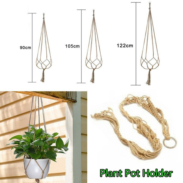 Macrame Plant Hanger Flower Pot Holder Hanging Jute Rope Wall Art Gard.rd 
