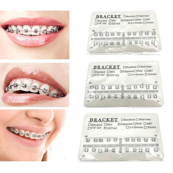 Akozon Slot Screwdriver with 28 pcs Dental Orthodontic Brackets Active Self Ligating Brackets Braces Mini Roth 0.022 Slot 3 with Hook