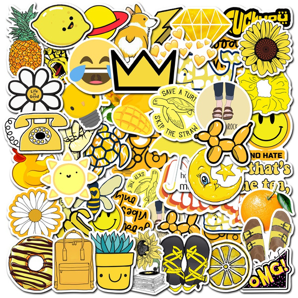50 PCS cute yellow stickers Small fresh stickers vsco stickers for Car ...