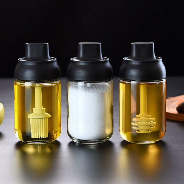 Glass Spice Jars, Moisture Proof Condiment Container With Lid