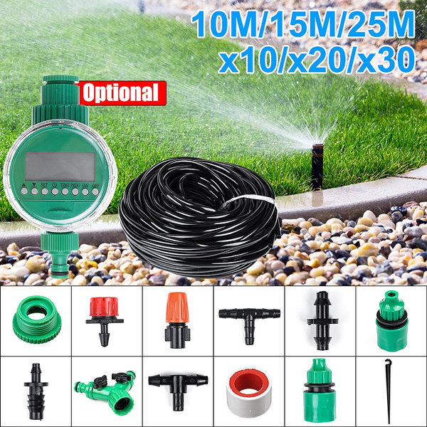 15~25m DIY/Auto Micro Drip Irrigation kit Garden Greenhouse Self Watering Hose 