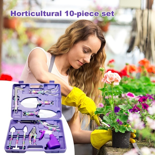 5/10PCS Garden Tool Set Vegetable Flower Gardening Tools Kits with Carrying Case 