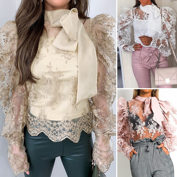 ZANZEA Summer Sexy Lace Blouse Elegant 