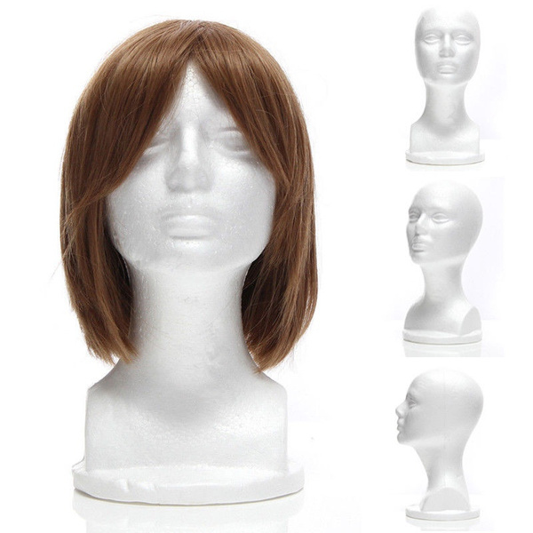 White Female Mannequin Styrofoam Foam Head Model Wigs Hats Display Stand 