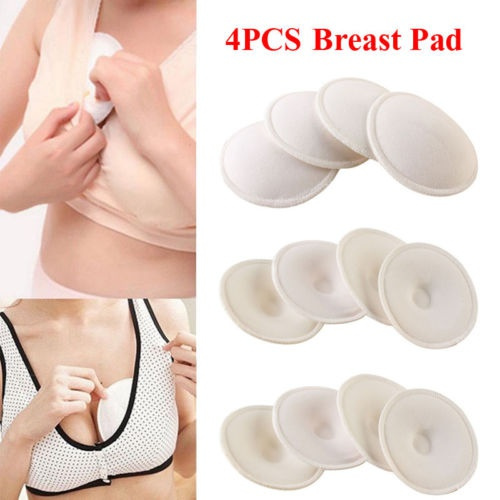 4 Pcs Reusable Breast Feeding Nursing Breast Pads Washable Soft Absorbent  Baby