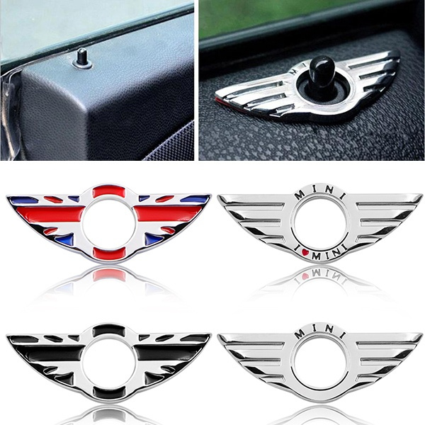 1pcs Door Pin Lock Wing Emblem Badge Zinc Alloy Stickers For BMW MINI