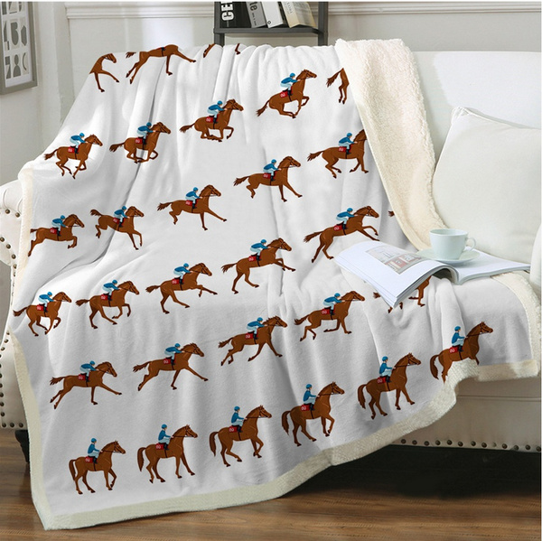 Moslion Soft Cozy Throw Blanket Horse Running Couple Fuzzy Warm Couch/Bed Blanket for Adult/Youth Polyester 60 X 80 Inches Home/Travel/Camping Applicable