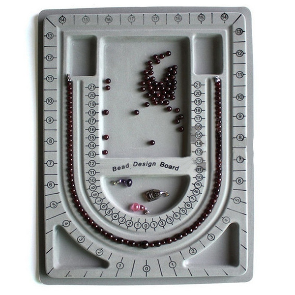 1pcs Flocked Bead Board Bracelet / Necklace Beading DIY Jewelry Making Gray Organizer  Tray Design DIY Craft Tool Accessories.