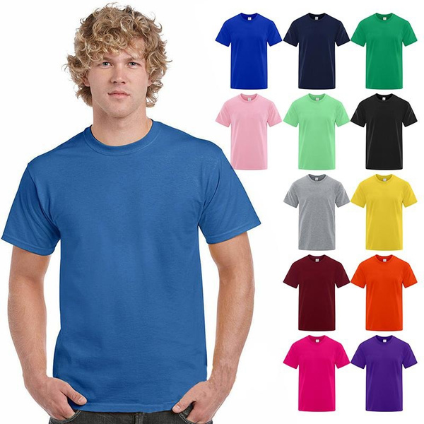 Cotton Cotton T-Shirt Short Sleeve Solid Blank Design 5.3oz Tee Men Tshirt | Wish