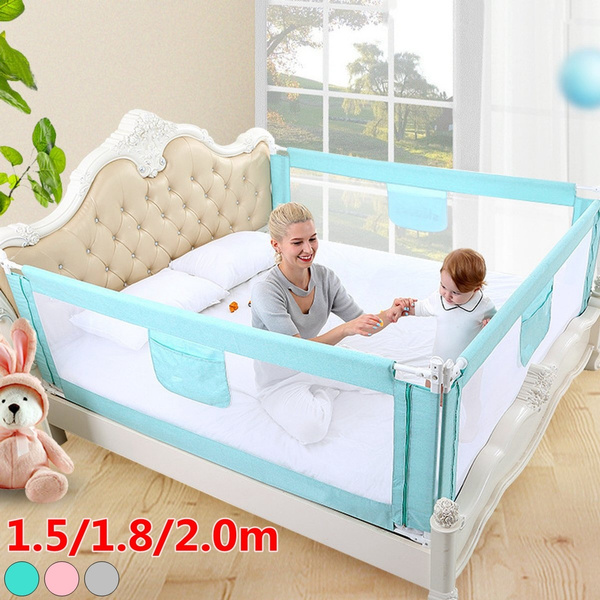 Portable Safety Infant Bed Rail Protection Guards Folding Baby Bedrail for Kids Grey 150x42 cm Lifting Bed Guardrail for Baby