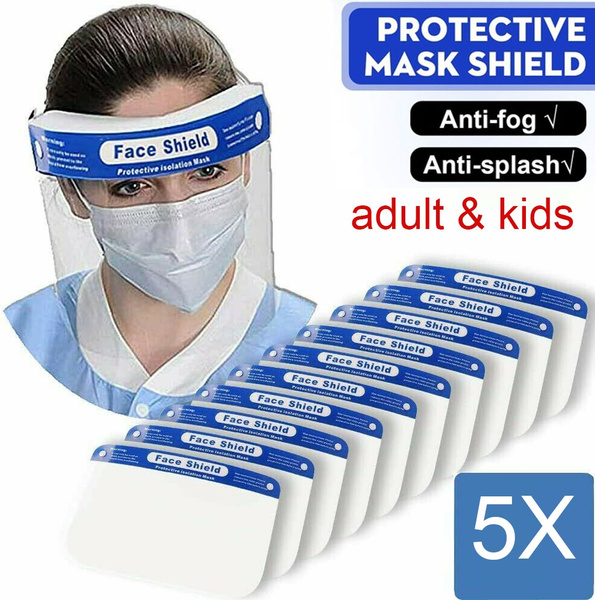 5 Pcs Face Protector Shield Full Face Safety Isolation Visor anti fog both side 