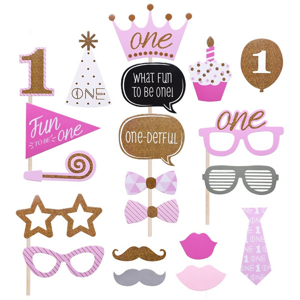 1st Birthday Photo Booth Props Baby Girl Boy Photobooth Prop Birthday ...