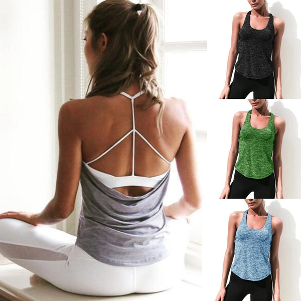 Women Breathable Fitness Sports Shirt Ladies Sleeveless Yoga Tank